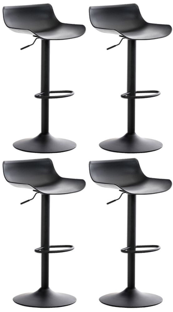 BHM Germany Barové stoličky Aveiro (SET 4 ks), plast, čierna